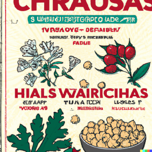 DALL·E 2023-03-10 19.20.52 - cauliflower, chickpeas, sun-dried tomato & green herbs commercial , retro style poster 1950