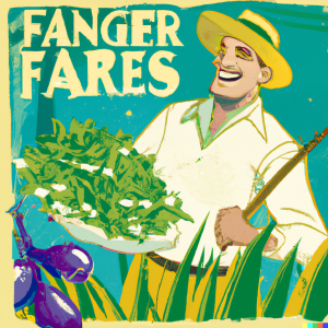 DALL·E 2023-03-10 19.29.11 - Farmer + salad + beanstalks , white cheese, red onion commercial , retro style poster 1950
