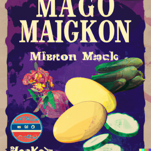 DALL·E 2023-03-10 19.32.09 - mango, cucumber, onions, red cabbage commercial, asian style, retro style poster 1950